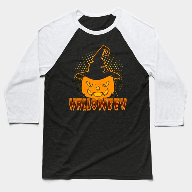 Halloween Pumpkin Baseball T-Shirt by schmomsen